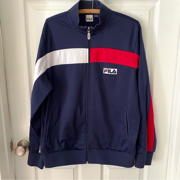 Vintage Fila Sport Polyester Track Jacket: 90s Y2K Blue Red White, Men's M - Picture 1 of 12